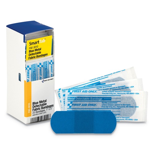 First Aid Kit Refills | First Aid Only FAE-3010 1 in. x 3 in. Metal Detectable Bandages Refill for SmartCompliance General Cabinet - Blue image number 0