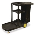 Perforated Roll & Hand Towels | Nexstep Commercial Products 96980 Premier Janitor Cart, 2 Shelves, Plastic, 18.25 x 44.5 x 38, Black image number 1