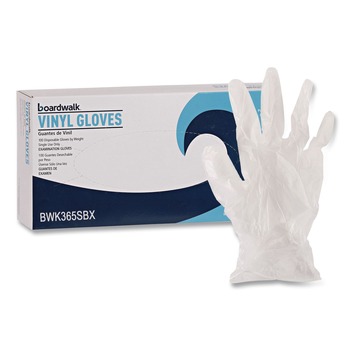 Boardwalk BWK365SBX 2.6 mil 9.5 in. Long Powder-Free General Purpose Vinyl Gloves - Small, Clear (100/Box)