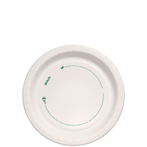 Plates | SOLO OFMP9-PLANET 9 in. Diameter ProPlanet Seal Compostable Paper Dinnerware Plate - White (250/Carton) image number 0