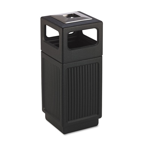 Smoking Receptacles | Safco 9474BL Canmeleon 15-Gallon Polyethylene Recessed Panel Receptacles - Black image number 0