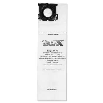VACUUM ACCESSORIES | VacFX VFX-WI5300-3(10) Vacuum Filter Bags Designed to Fit Allstar Javelin 12 in. Series/Windsor Sensor S/S2/XP/Veramatic Plus (100/Carton)
