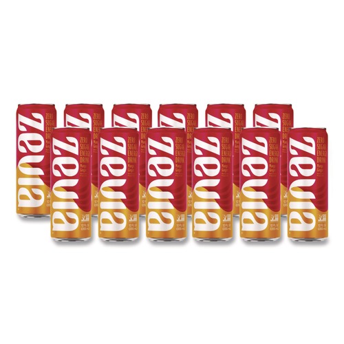 Energy Drinks | Zevia 01951-12 12 oz Can Mango Ginger Zero Sugar Naturally Sweetened Energy Drink (12/Carton) image number 0