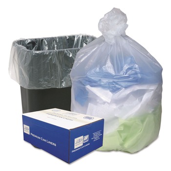 PRODUCTS | Ultra Plus 1506977 24 in. x 33 in. 8 mic 16 Gallon Can Liners - Natural (200/Carton)