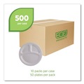Plates | Eco-Products EP-P007NFA Vanguard 10 in. diameter 3-Compartment Renewable and Compostable Sugarcane Plates - White (500/Carton) image number 1