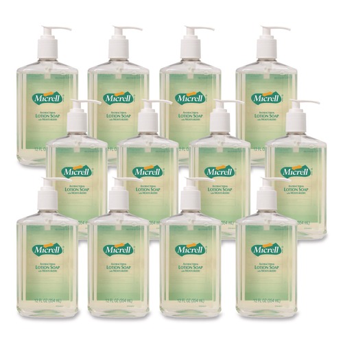 Hand Soaps | MICRELL 9759-12 12 oz. Pump Bottle Antibacterial Lotion Soap - Light Scent (12/Carton) image number 0