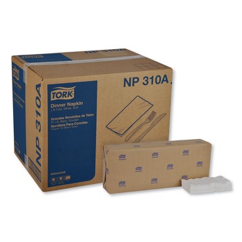 Tork NP310A 15 in. x 16.25 in. 2-Ply 1/8-Fold Advanced Dinner Napkins - White (3000/Carton)