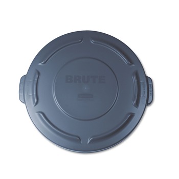 Rubbermaid Commercial FG261960GRAY 19.88 in. BRUTE Self-Draining Flat Top Lids for 20 gal. Round BRUTE Containers - Gray