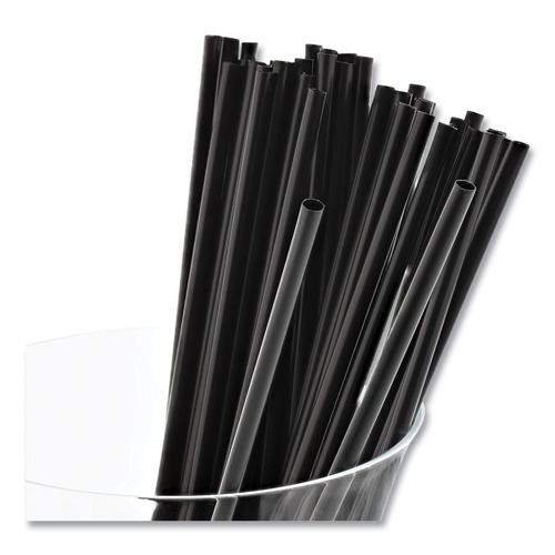 Straws/Stems/Sticks | AmerCareRoyal S1525BK7 7.5 in. Plastic Sip Straws - Black (10000/Carton) image number 0