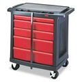 Tool Storage | Rubbermaid Commercial FG773488BLA Five-Drawer 32.63 in. x 19.9 in. x 33.5 in. Mobile Workcenter - Black/Red image number 2