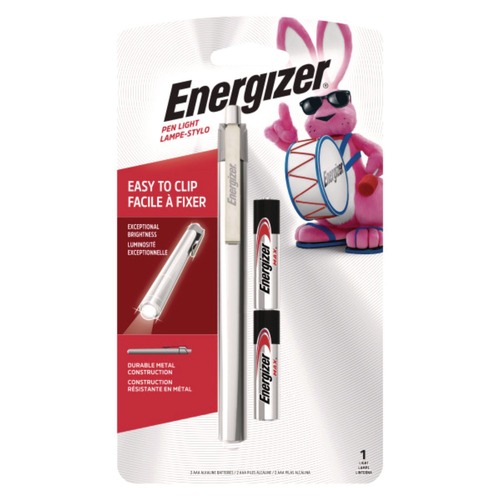Office Flashlights | Energizer PLED23AE LED Pen Light with 2 AAA Batteries - Silver/Black image number 0