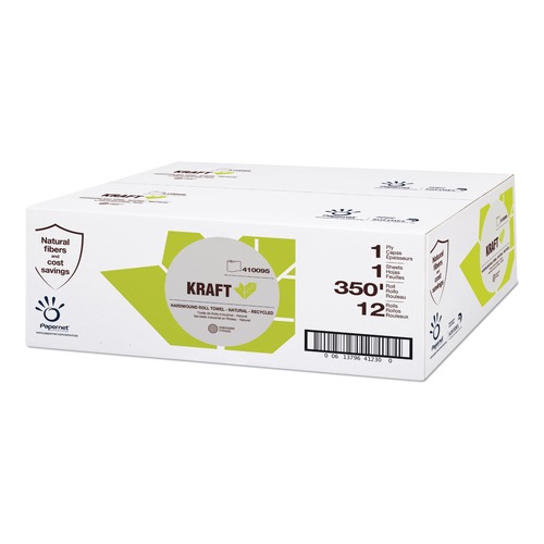 Perforated Roll & Hand Towels | Papernet 410095 Kraft Tech Hardwound Paper Towel Kraft 1-Ply 5.5 x 5.5 Brown 350 ft/Roll 12 Rolls/Carton image number 0