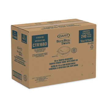 SMALLWARES | Dart CTR16BD 5.5 in. x 3.1 in. 16 oz. Tamper-Resistant/Evident Dome Lid Bowls - Clear (240/Carton)