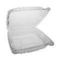 Food Containers & Lids | Pactiv Corp. YCI821100000 9.21 in. x 8.87 in. x 3.07 in. SENSATION SmartLock Hinged Lid Container - Plastic, Clear (200/Carton) image number 1