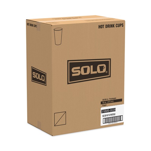 Cups | SOLO 316MS-0029 Mistique 16 oz Hot Paper Cups - Brown (50/Sleeve, 20 Sleeves/Carton) image number 0