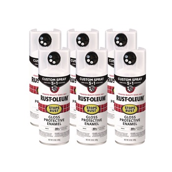 Rust-Oleum 376886 Stops Rust 5-in-1 Spray Paint, Gloss White, 12 oz Aerosol Can, 6/Carton