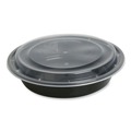 Food Containers & Lids | GEN FCPP-BC-48RND 8.85 in. x 8.85 in. x 2.24 in. 48 oz. Plastic Microwavable Food Container with Lid - Round Black/Clear (150/Carton) image number 0