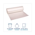 High-Density Trash Bags | Boardwalk V6638HNKR01 33 Gallon 14 mic 33 in. x 38 in. Perforated Roll High-Density Can Liners - Natural (25 Bags/Roll, 10 Rolls/Carton) image number 6