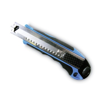 KNIVES AND MULTI PURPOSE TOOLS | Cosco 091514 5.5 in. Plastic/Rubber Handle Retractable 4 in. Blade Four 8-Point Blades Heavy-Duty Snap Blade Utility Knife - Blue