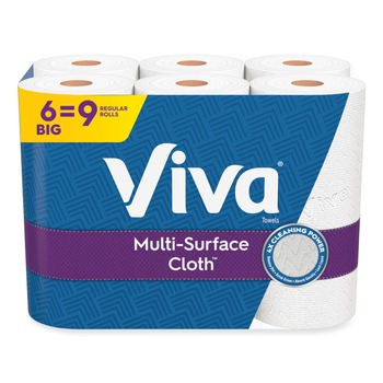Viva 49413 11 in. x 5.9 in. 2-Ply Multi-Surface Cloth Choose-A-Sheet Kitchen Roll Paper Towels - White (24/Carton)