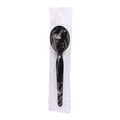 Disposable Spoons | Boardwalk BWKSSHWPSBIW Heavyweight Wrapped Polystyrene Soup Spoons - Black (1000/Carton) image number 1
