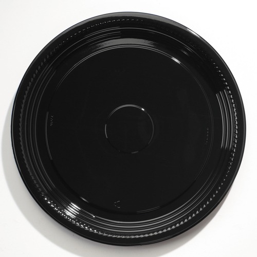Aluminum Pans & Lids | WNA WNA A518PBL 18 in. Diameter Caterline Casuals Thermoformed Plastic Platters - Black (25/Carton) image number 0