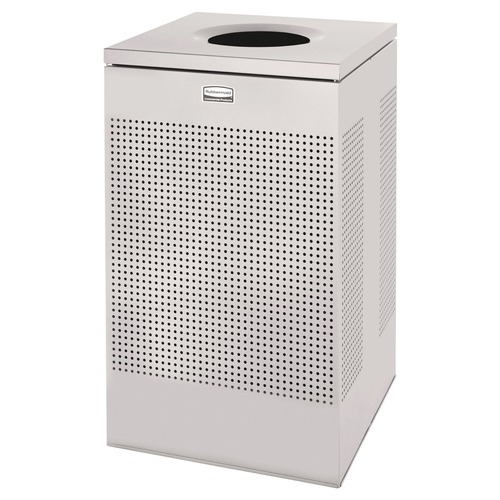 Indoor Waste Receptacles | Rubbermaid Commercial FGSC18EPLSM 20 Gallon Steel Designer Line Silhouettes Waste Receptacle - Silver Metallic image number 0