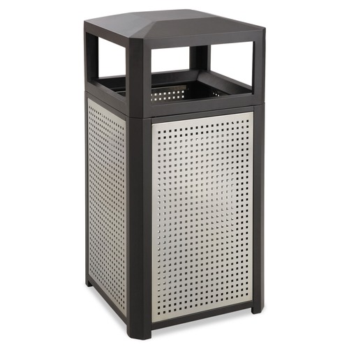 Indoor Waste Receptacles | Safco 9934BL 38 Gallon Steel Evos Series Steel Waste Container - Black image number 0