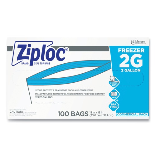 Resealable Bags | Ziploc 682254 2-Gallon 2.7 mil. 13 in. x 15.5 in. Double Zipper Freezer Bags - Clear (100/Carton) image number 0