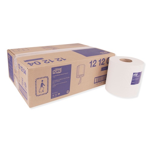 Perforated Roll & Hand Towels | Tork 121204 Centerfeed 7.6 x 11.8 2-Ply Hand Towel - White (6/Carton) image number 0