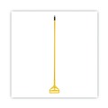 Mop Handles | Boardwalk BWK620 60 in. Quick Change Side-Latch Plastic Mop Head Aluminum Handle - Yellow image number 1