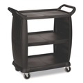Carts | Boardwalk CC2036BW03 18 in. x 36.25 in. x 38 in. 300 lb Capacity Plastic Bussing Cart with 3 Shelves - Black image number 0