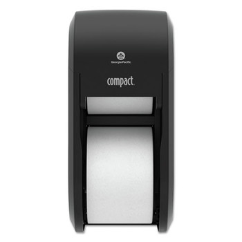 TOILET TISSUE DISPENSERS | Georgia Pacific Professional 56790A 14.06 in. x 6.69 in. x 8.19 in. Compact Vertical 2-Roll Coreless Tissue Dispenser - Black (1/Carton)