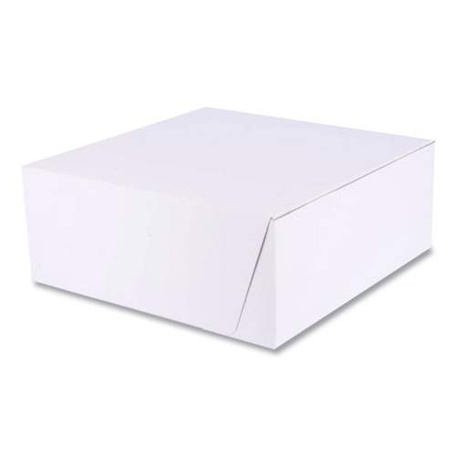 Bakery Boxes & Containers | SCT 1573 10 in. x 10 in. x 4 in. Standard Paper One-Piece Non-Window Bakery Boxes - White (100/Bundle) image number 0