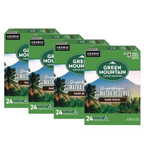 Coffee - Caffeinated | Green Mountain Coffee 5000366637 Fair Trade Coffee K-Cups - Organic Sumatran Extra Bold (96/Carton) image number 0