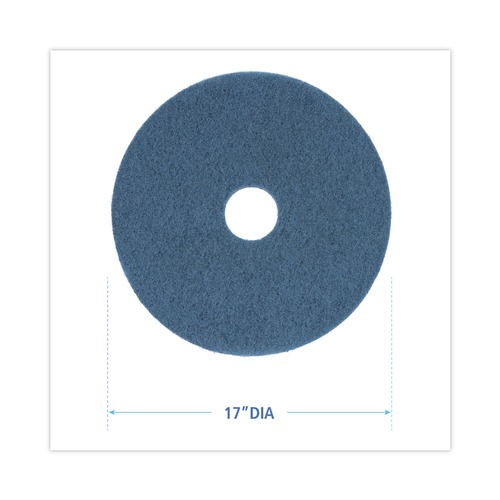 Floor Pads-Stripping | Boardwalk BWK4017BLU 17 in. Diameter Scrubbing Floor Pads - Blue (5/Carton) image number 0