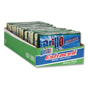 Brillo 21001 Estracell 4.9 in. x 2.9 in. Heavy-Duty Scrub Sponge - Yellow/Green (12/Carton)