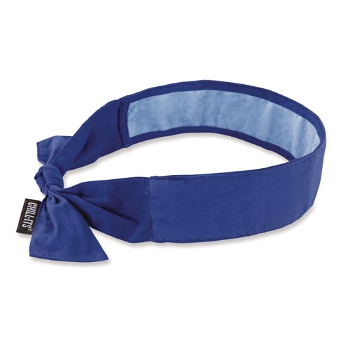 Head & Face Protection | Ergodyne 12567 Chill-Its 6700CT One Size Fits Most Cooling Bandana PVA Tie Headband - Solid Blue image number 0