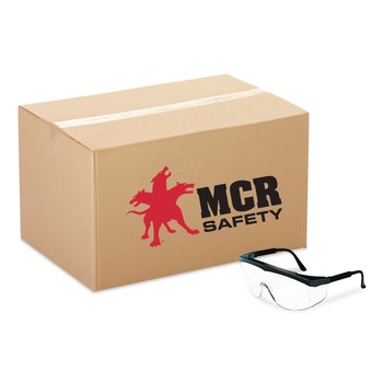 MCR Safety TK110 Tomahawk Wraparound Safety Glasses with Black Nylon Frame - Clear (12/Box)