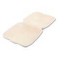 Food Containers & Lids | Boardwalk BWKHINGE66NPFA 6 in. x 6 in. x 3.19 in. Sugarcane Bagasse PFAS-Free Food Containers - Tan (500/Carton) image number 2