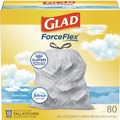 Drawstring & Kitchen Bags | Glad 78899 ForceFlex 24 in. x 27.38 in. 13-Gallon Kitchen Drawstring Trash Bags - Gain Fresh Clean Scent White (80/Box) image number 0