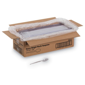 Dixie TH017 6 in. Heavyweight Plastic Cutlery Teaspoon - Crystal Clear (1000/Carton)