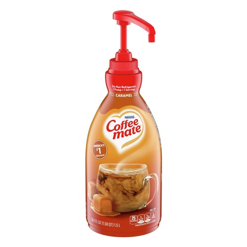 Creamers | Coffee-Mate 12536266 50.7 oz. Liquid Creamer Pump Bottle - Caramel image number 0
