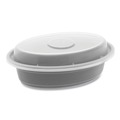 Food Containers & Lids | Pactiv Corp. OC08B Newspring VERSAtainer 5.7 in. x 4 in. x 1.45 in. 8 oz Plastic Microwavable Containers - Oval Black/Clear (150/Carton) image number 0
