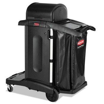 PERFORATED ROLL AND HAND TOWELS | Rubbermaid Commercial 1861427 Executive High Security 23.1 in. x 39.6 in. x 27.5 in. Janitorial Cleaning Cart - Black