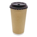 Cups | Karat C-KRC520 20 oz Ripple Hot Cups - Kraft/White (500/Carton) image number 1