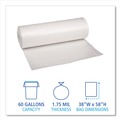 Low-Density Trash Bags | Boardwalk X7658XCKR01 38 in. x 58 in. 60 gal. 1.75 mil Low Density Can Liners - Clear (100/Carton) image number 2
