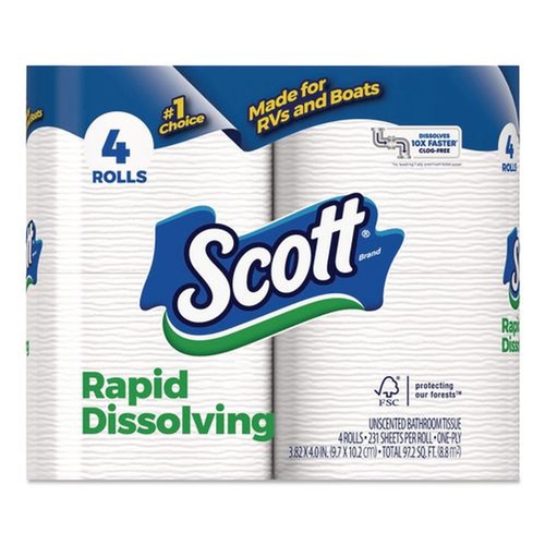 Perforated Roll & Hand Towels | Scott 47617 1-Ply Septic Safe Rapid-Dissolving Toilet Paper - White (48/Carton) image number 0