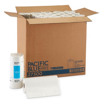 Georgia Pacific Professional 27300 11 in. x 8.8 in. 2-Ply Pacific Blue Select Perforated Paper Kitchen Roll Towels - White (30 Rolls/Carton)
