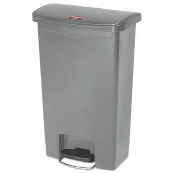 Rubbermaid Commercial 1883602 Streamline 13-Gallon Front Step Style Resin Step-On Container - Gray